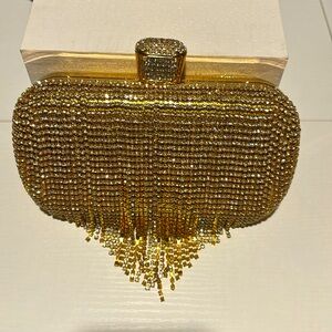 Full on Gold diamanté shimmy evening bag